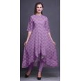 thumbnail image 2 of Bimba Robe Anarkali à Pois Violets et Cercles Géométriques Imprimés pour Femmes, Col Mandarin, Kurtis Indiens, Kurta Asymétrique - Moyen, 2 of 5
