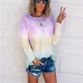 thumbnail image 2 of Birdeem T-Shirt Décontracté Teinture sur Nœuds Imprimé Manches Longues Col Rond Blouse Géométrie Imprimée, 2 of 7