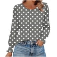 thumbnail image 1 of HAiming Chemises à Pois pour Femmes Décontractées à Col Rond Hauts à Volants Plissés Blouse Basique Chic T-Shirts de Travail, 1 of 6