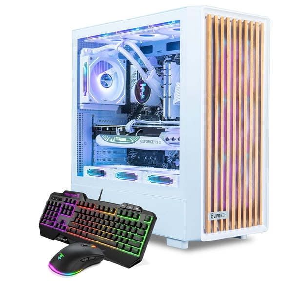 ViprTech Overlord 3.0 PC en Bois - AMD Ryzen 9 7900X 5,6 GHz, RTX 5070 Ti 16G, 32G, 2 To, Chêne Blanc à Refroidissement Liquide