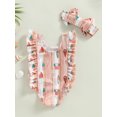 thumbnail image 4 of Faithtur Bikini d'Été pour Bébé Fille, Combinaison Imprimée Cartoon Ice Cream Sans Manches Col Rond à Volants + Bandeau avec Nœud, 4 of 8