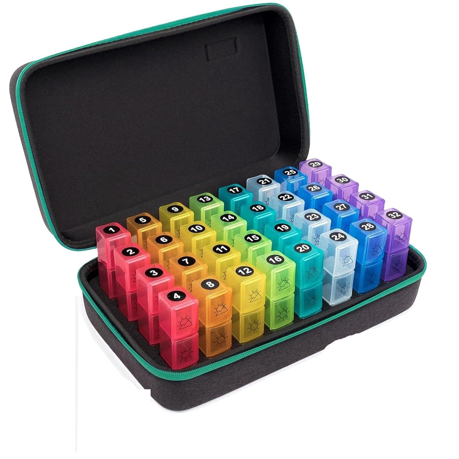 WANGQI Monthly Pill Organizer 3 Times a Day, 31 Day Pill Organizer 3 Times a Day, Month Medicine Organizer Box, Medicine Pill Boxes with 32 Daily Compartments