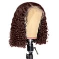thumbnail image 1 of Pisexur Lace Front Wigs Human Hair Small Roll Front Lace Mesh Button Mesh Wrap Stick Soft,Human Hair Wig, Wavy Lace Front Wig, Pre Combed HD Front Black Female Curly Wig, 16 Inches, 1 of 1