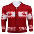thumbnail image 1 of Men‘s Christmas Cardigans Ugly  Sweaters Reindeer Snowflake Shawl Collar Knitted Cardigan Sweater, 1 of 4