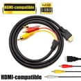 thumbnail image 1 of New General Hdmi Male To 3 Rca Video Audio Converter Component Av Adapter Cable Hdtv, 1 of 8