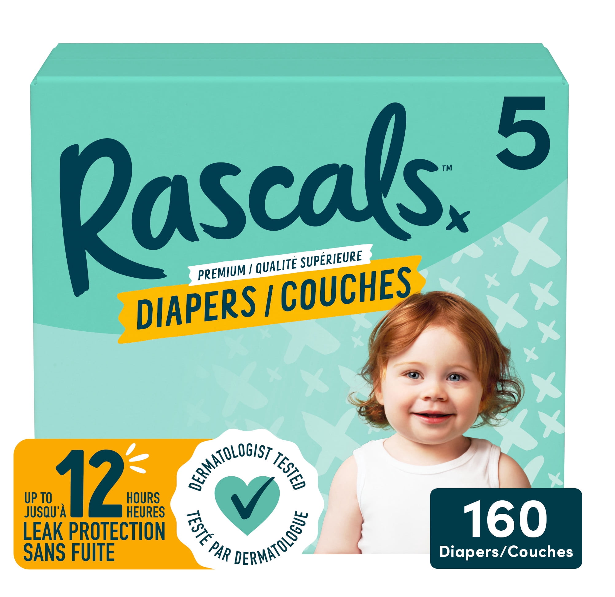 Rascals Premium Absorbent Baby Diapers, 2, Carton, 220 Count