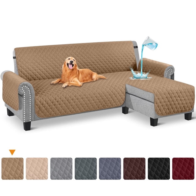 CHUANK Housse Imperméable pour Canapé, Housses pour Sofa en L, Housse pour Chaise Longue, Housse Réversible de Protection de Meuble pour Animaux, Enfants, Chien, Chat, Kaki P