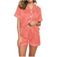 thumbnail image 1 of Yuyuzo Pajama Sets for Women 2 Piece Short Sleeve Button down Shirts Lounge Sets Color Block Soft Pj Sets, 1 of 4