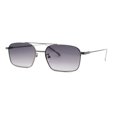 thumbnail image 3 of Mens Old School Double Bridge Narrow Rectangle Metal Rim Sunglasses Gunmetal Smoke, 3 of 4