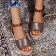 thumbnail image 2 of Womens Platform Wedge Sandals Espadrille Open Toe Ankle Strap Rhinestones Flatform Sandal, 2 of 8