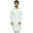 thumbnail image 1 of Atasi Ensemble Kurta Pyjama Classique Blanc Style Pathani pour Homme Chemise Longue en Coton-Petit, 1 of 7