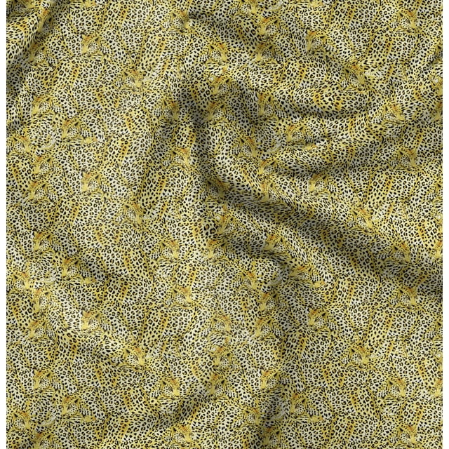 Soimoi Cotton Duck Fabric Leopard Animal Decor Fabric Printed Yard 56 Inch Wide