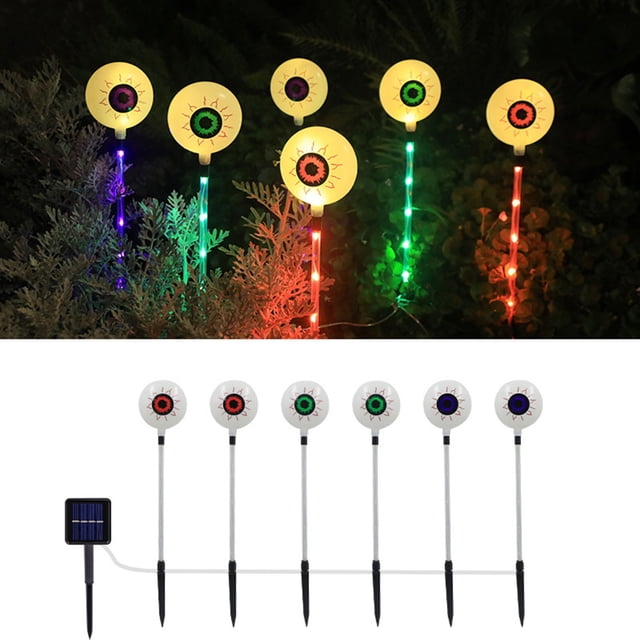 RKSTN Halloween Decorations LED Solar Halloween Six Eyeball Ground Insertion Light Ghost Festival Ghost Eye Horror Courtyard Decoration Light Halloween Decor