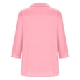 thumbnail image 3 of Hot6sl Économies d'Été Liquidation Blouse & Chemise à Manches Courtes Col Rabattu, T-shirt Assorti pour Femmes Col en V Col Rabattu Manches 3/4, Haut en polyester pour Femmes/Rose, P, 3 of 7