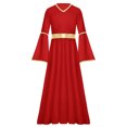 thumbnail image 3 of iiniim Robe d'Ange d'Halloween pour Filles à Manches Longues, Bordure Dorée, Déesses de Princesse, Toge, Robe de Fête, Louange, Rouge 8, 3 of 6