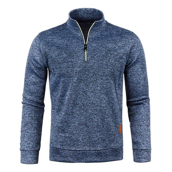 Clearance Sale Men‘s Sweater 1/4 Zip Up Pullover Fall Winter Plain Solid Color Polo Sweatshirts Fleece Sweatshirt for Men Stand Collar Quarter Zip Pullover Top Plus Size