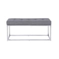 thumbnail image 3 of Heavenly Collection Tabouret Rembourré en Tissu Gris avec Base Chromée – Tabouret Moderne pour Coiffeuse, Chambre ou Salon, 3 of 6