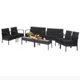 thumbnail image 2 of Costway 8 PCS Patio Rattan Furniture Set Cushioned Sofa Armrest Garden Black, 2 of 9