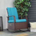 thumbnail image 2 of Outsunny Wicker Rocking Chair with Cushion Adjustable Footrest Turquoise, 2 of 10