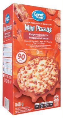 Mini pizzas peppéroni et bacon de Great Value 8 pizzas