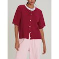 thumbnail image 4 of FOCUSNORM Cardigan Tricoté pour Femmes Automne Manches Mi-Longues Col Rond Couleur Unie Boutonné Tricoté, 4 of 9