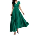 thumbnail image 2 of UPPADA Liquidation d'Économies d'Été 2024! Robes Grande Taille pour Femmes aux Formes Robe d'Invitée de Mariage Manches Courtes Col en V Robes de Cocktail à Étages Fluide Robe Ceinturée Robes Décontractées pour Femmes, 2 of 6