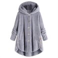 thumbnail image 1 of Womens Cardigan Plus Size Button Plush Tops Hooded Loose Cardigan Wool Coat Winter Jacket Navy Xl, 1 of 6