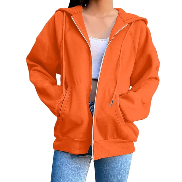 Mgmyaa Chandail en Molleton pour Femmes Mode Couleur Unie à Capuche avec Poche Manches Raglan Veste à Fermeture Éclair