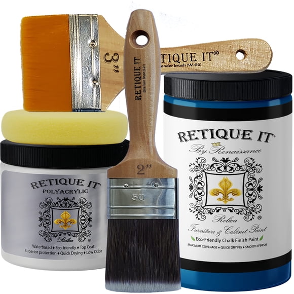 Retique It Peinture à la Craie pour Meubles par Renaissance Bricolage, Ensemble de 6 Pcs, 44 Outremer, 32 Onces