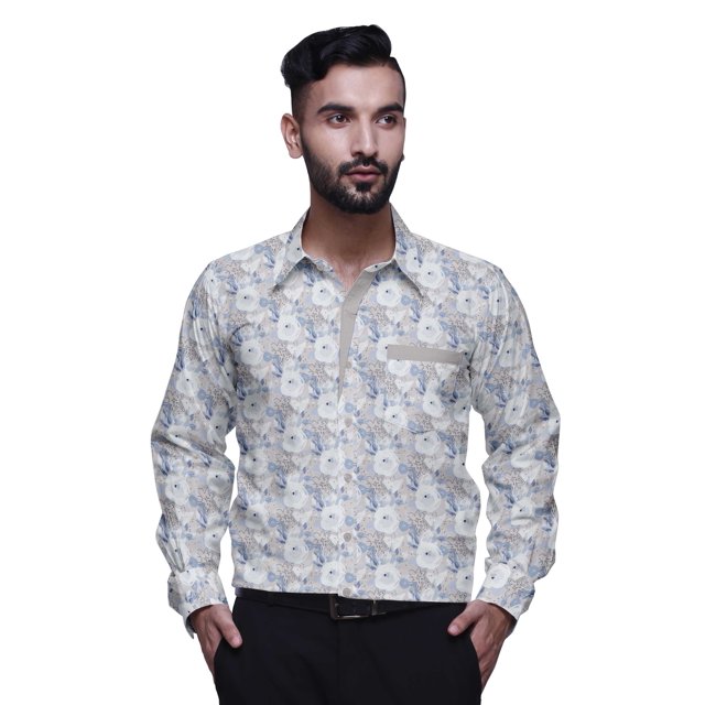 BESTMAN Chemise Décontractée Imprimée pour Hommes Coupe Ajustée à Boutons Manches Longues