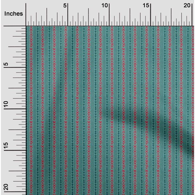 oneOone Cotton Silk Fabric Geometric Sign|Triangle & Stripe Block Print Fabric By The Yard 42 Inch Wide