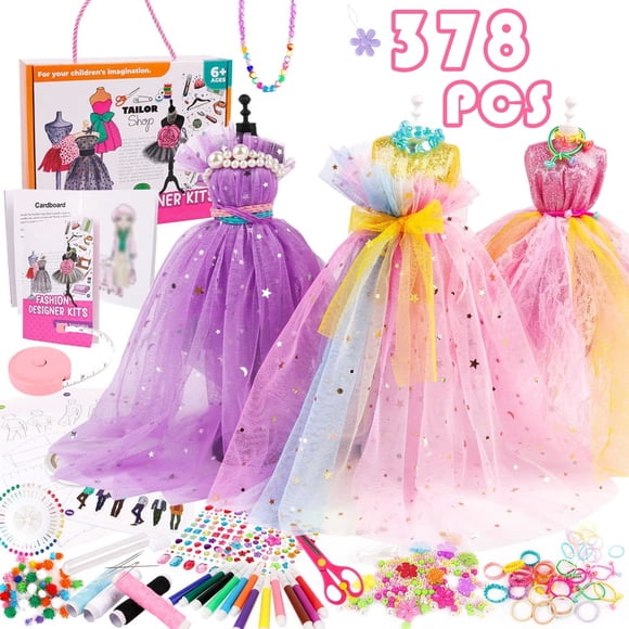 Estbridge 378 Pcs Fashion Designer Kits for Girls Ages 6+ Arts and Crafts for Kids Girl Toys for Age 6 7 8 9 10 11 12+ Year Old Gifts