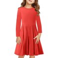 thumbnail image 1 of Rbaofujie Robe à Manches Longues pour Filles en Coton Robes Décontractées Robe Trapèze pour École Fête 4-13 Ans, 1 of 9