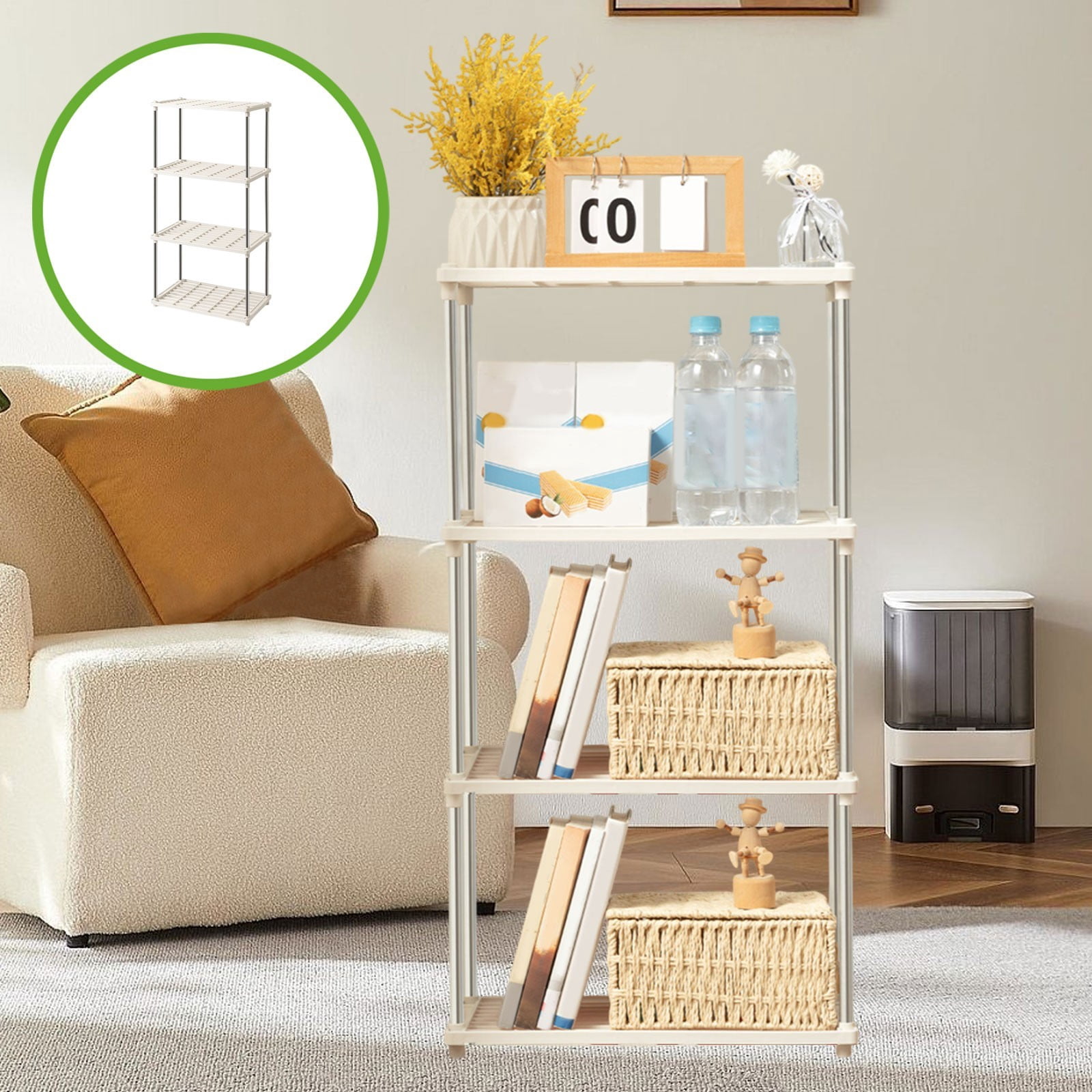 YoGold 4 Tier Metal Freestanding Shelf Bathroom Organizer, Shelving Unit Storage Rack Organizer for Home, Garage, Basement, Shed and Laundry Room Gray