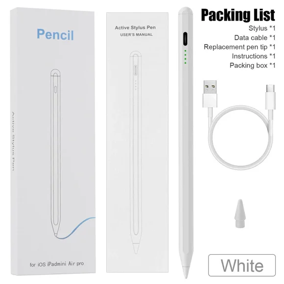 1st 2nd Generation Pencil Pen Stylus For Apple iPad 6th 7th 8th 9th 10th Gen Pro,White