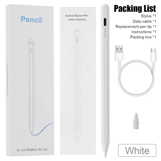 1st 2nd Generation Pencil Pen Stylus For Apple iPad 6th 7th 8th 9th 10th Gen Pro,White