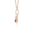 thumbnail image 2 of Angara Collier en Améthyste Naturelle - Pendentif Solitaire en Améthyste Ronde Nœud Infini en Or Rose 14 K pour Femmes, 2 of 8