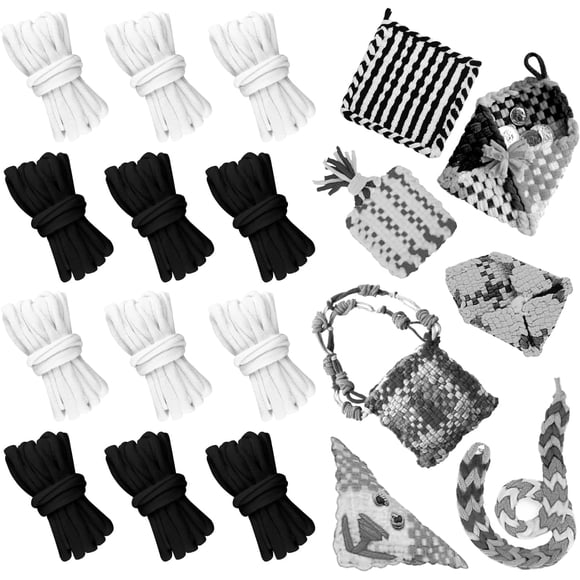 192Pcs Black & White Weaving Loom Loops Elastic Potholder Loops Weaving Loom Refill Loops Potholder Loom Kit for DIY Crafts Supplies