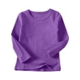 thumbnail image 2 of RXIRUCGD T-Shirts pour Tout-Petits Garçons Filles Mode Couleur Unie Col Rond Manches Longues Haut ( Violet, Taille : 4-5 Ans ), 2 of 8
