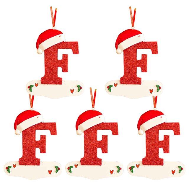 XZNGL Christmas Little Red Hat Letter Pendant DIY Writable Name 26 Letter Pendant 5PCS