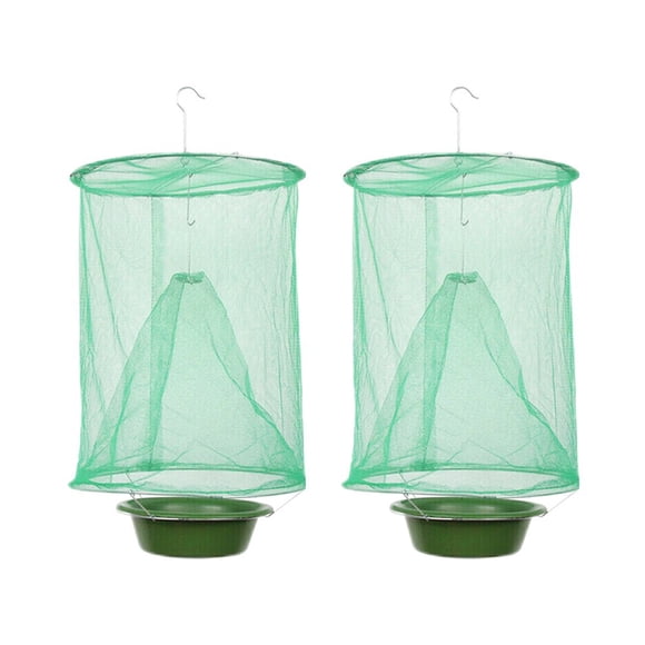 LEEYNEER Cage en Forme de Cage Attrape-Mouches Métal Vert pour Entreprises Lot de 2 28.3x9.8x9.8in