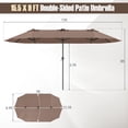 thumbnail image 3 of Costway 15.5 FT Extra-Large Patio Umbrella with LED Solar Lights & 12 Heavy-Duty Ribs Brown, 3 of 10