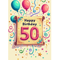 thumbnail image 4 of Happy 50 Birthday Themed Background Decorations with Balloons Stars and Streamers Backdrop Banner for Birthday Party Celebrations Photography Props and Home Decor, 4 of 4