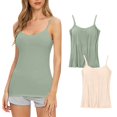 thumbnail image 1 of Timegard Camisoles 2 Pcs pour Femmes avec Soutien-Gorge Intégré Grande Taille Col Rond Respirantes Confortables Extensibles, 1 of 3