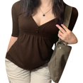 thumbnail image 3 of Chemise Femme Couleur Unie Manches Coudées Ourlet Ample, 3 of 9