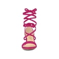 thumbnail image 2 of BLISSFUL STEP Women's Open Toe Lace up Sandals Mid Block Heels Sandals Hot Pink 9, 2 of 8