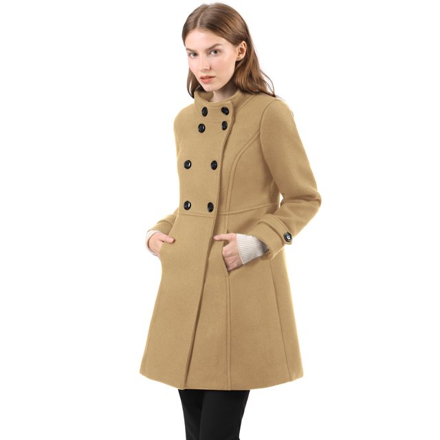 INSPIRE CHIC Manteau d'Hiver Tendance pour Femmes à Col Montant, à Double Boutonnage