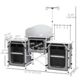 thumbnail image 3 of Outsunny Folding Camping Kitchen with Windshield Fabric Cupboards Grey, 3 of 10