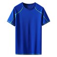 thumbnail image 1 of BOBOGOJP T-Shirt à Manches Courtes pour Homme à Rayures, Col Ras du Cou, Manches Courtes (Bleu Foncé,m), 1 of 3