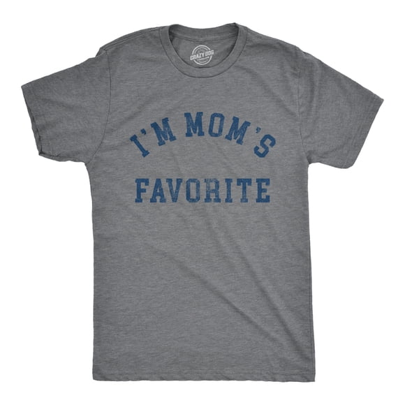 Mens Im Moms Favorite T Shirt Funny Family Sibling Children Joke Tee for Guys (Dark Heather Grey - FAVORITE) - L
